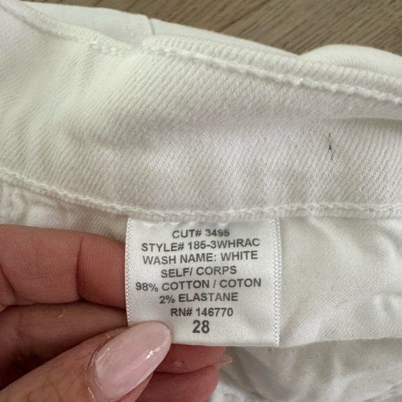 RE/DONE White High Rise Ankle Crop Stetch with distressed ankle hem size 28 - Picture 6 of 11